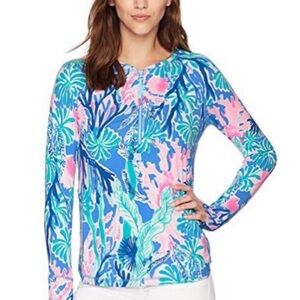 NEW LILLY PULITZER LUXLETIC DELAYNEE MERYL 1/4 ZIP Popover JetStream UPF50 Cover